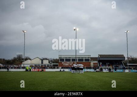 10/11/2007 Billericay 1-2 Swansea. FA Cup erste Runde. New Lodge Stadium. Att: 2.334. Swansea kam von einem Tor nach unten, um nicht Liga Billericay zu schlagen. Stockfoto