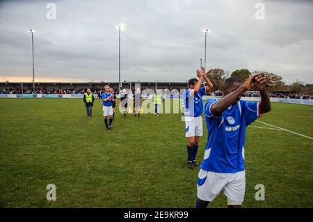 10/11/2007 Billericay 1-2 Swansea. FA Cup erste Runde. New Lodge Stadium. Att: 2.334. Swansea kam von einem Tor nach unten, um nicht Liga Billericay zu schlagen. Stockfoto