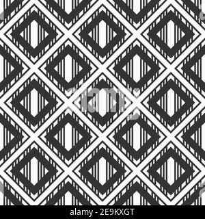 Abstraktes, nahtlos gestreiftes Rautenmuster. Moderne, stylische Textur. Geometrische Kacheln werden wiederholt. Vektor monochromer Hintergrund. Stock Vektor