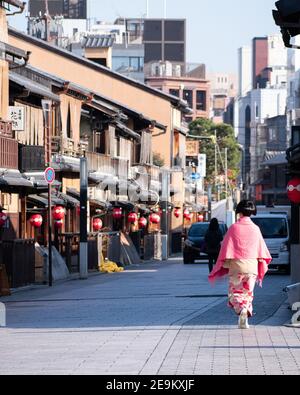 Eine Geisha in Gion Kyoto Japan Stockfoto