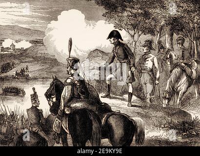 Wellesley Crossing Douro River, Second Battle of Oporto, 12. Mai 1809, aus britischen Schlachten auf Land und Meer von James Grant Stockfoto