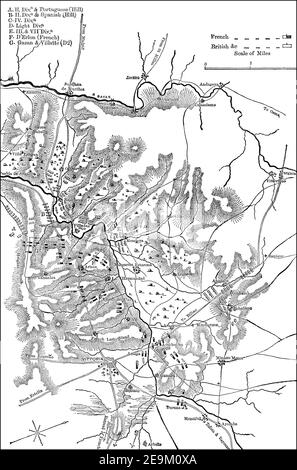 Schlacht von Vitoria, 21. Juni 1813, Peninsular war, aus britischen Schlachten auf Land und Meer von James Grant Stockfoto