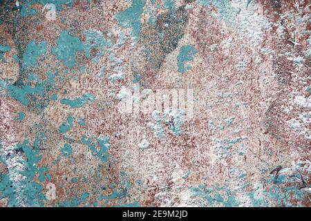 Beleuchtete unscharfe Abstraktion Hintergrund, Türkis, Sand, braun harmonische Farben. Imitation Rusty türkis abstrakte Textur. Aqua blaue Farbe mit Stockfoto
