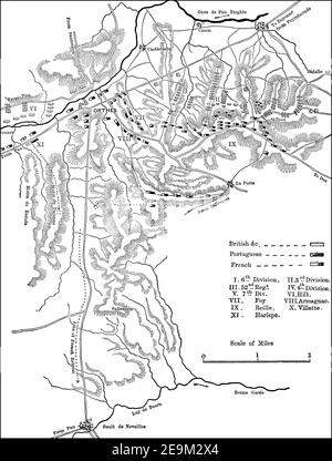 Die Schlacht von Orthez am 27. Februar 1814, Südfrankreich, Peninsular war, aus britischen Schlachten auf Land und Meer, von James Grant Stockfoto