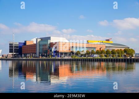 Großbritannien, Nordirland, Belfast, die SSE-Arena, früher bekannt als die Odyssey Arena und W 5 Wissenschaft und Discovery Center bekannt sind. Stockfoto