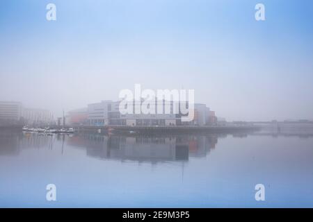 Großbritannien, Nordirland, Belfast, die SSE-Arena, früher bekannt als die Odyssey Arena und W 5 Wissenschaft und Discovery Center bekannt sind. Stockfoto