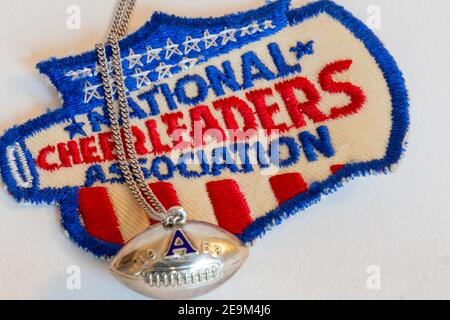 National Cheerleaders Association Patch und Megaphon Block Letter, USA Stockfoto