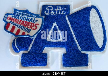 National Cheerleaders Association Patch und Megaphon Block Letter, USA Stockfoto