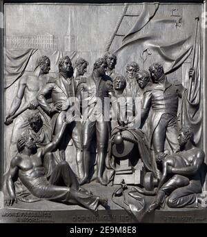 London - das 'Kopenhagen'-Szenenrelief aus dem Nelson-Denkmal auf dem von J. Ternouth (1801). Stockfoto