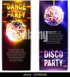 Disco Party Banner vertikale Set mit hellen Club Bälle isoliert vektorgrafik Stock Vektor