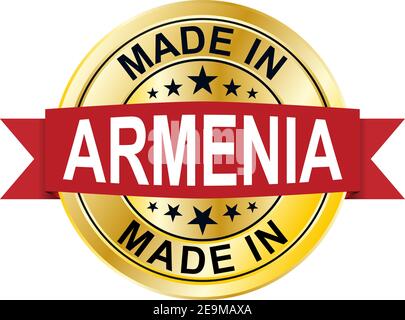 MADE IN ARMENIA Goldstempel Auszeichnung. Vector Gold Auszeichnung von MADE IN ARMENIA Titel. Stock Vektor