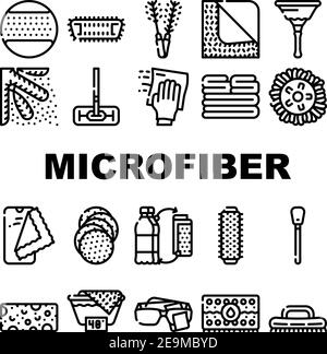 Mikrofaser Für Clean Collection Icons Set Vektor Stock Vektor