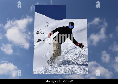 Karte Umriss aus Utah mit Winter Thema Stockfoto