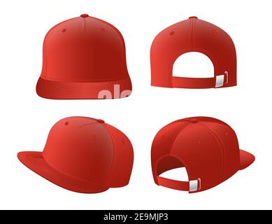 Sport Caps Mockup Set, realistische Design Vektor-Illustration auf weißem Hintergrund Stock Vektor