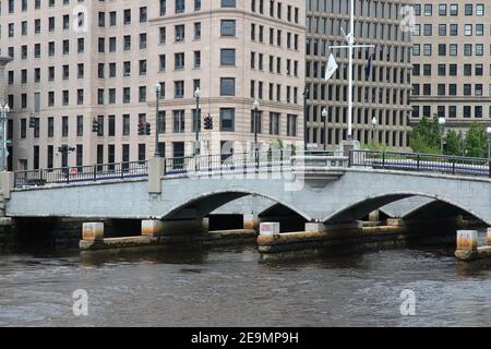 Providence Stadt, Rhode Island. Providence River Bridge. Stockfoto