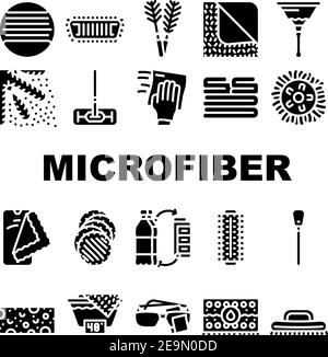 Mikrofaser Für Clean Collection Icons Set Vektor Stock Vektor