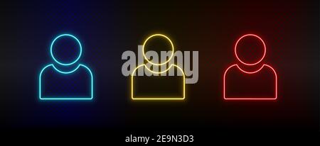 Avatar mit Neon-Symbol. Set von roten, blauen, gelben Neon-Vektor-Symbol Stock Vektor