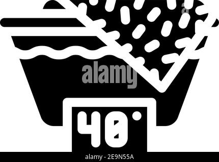 Waschen Sie bis zu 40 Grad Glyphe Symbol Vektor-Illustration Stock Vektor