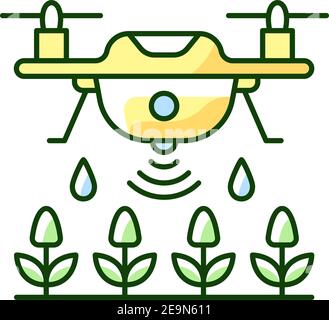 Farming Drohnen RGB-Farbsymbol Stock Vektor