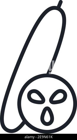 Gurken-Symbol. Vektor-Linear-Symbol, Kontur, Form, Kontur isoliert auf einem weißen Hintergrund. Dünne Linie. Modernes, minimalistisches Design. Gemüse Stock Vektor