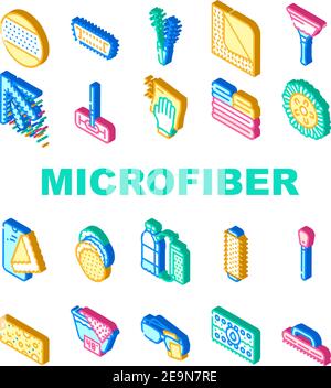 Mikrofaser Für Clean Collection Icons Set Vektor Stock Vektor