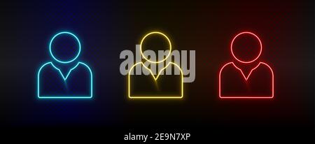 Neon Icon Set Avatar, Benutzer. Set von roten, blauen, gelben Neon-Vektor-Symbol Stock Vektor