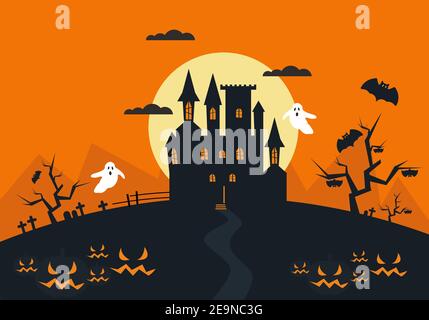 Draculas Schloss oder Spukhaus Stock Vektor