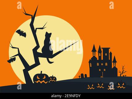 Draculas Schloss oder Spukhaus Stock Vektor