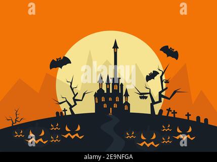 Draculas Schloss oder Spukhaus Stock Vektor