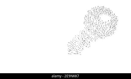 3D Rendering von Nägeln in Form eines Schlüsselsymbols Mit isolierten Schatten auf weißem Hintergrund Stockfoto