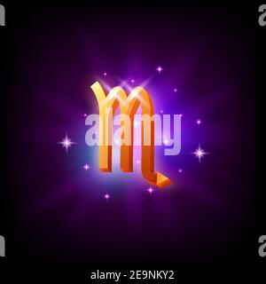 Skorpion-Sternbild-Ikone im Weltraum-Stil auf dunklem Hintergrund mit Galaxie und Sternen. Tierkreis Zeichen des Wassers Vektor-Illustration. Stock Vektor