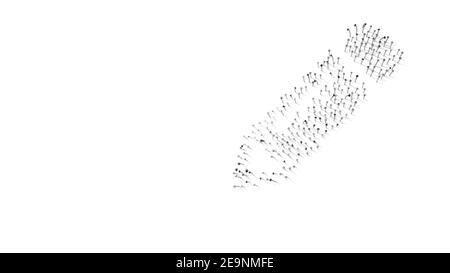 3D Rendering von Nägeln in Form eines Bleistiftsymbols Mit isolierten Schatten auf weißem Hintergrund Stockfoto