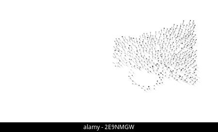 3D Rendering von Nägeln in Form eines Symbols von Megaphon Mit isolierten Schatten auf weißem Hintergrund Stockfoto