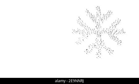 3D Rendering von Nägeln in Form von Symbol der Schneeflocke Mit isolierten Schatten auf weißem Hintergrund Stockfoto