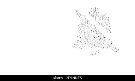 3D Darstellung der Nägel in Form eines Glockensymbols Schrägstrich mit Schatten auf weißem Hintergrund isoliert Stockfoto