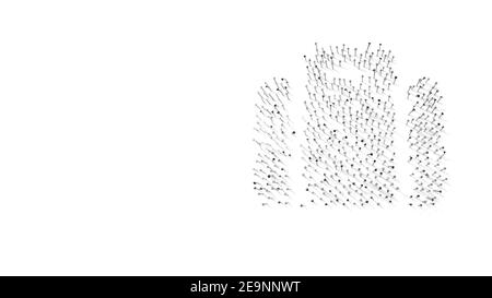 3D Rendering von Nägeln in Form von Symbol des Koffers Mit isolierten Schatten auf weißem Hintergrund Stockfoto