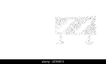 3d-Rendering von Nägeln in Form von Symbol der Barriere Verkehrsschild mit Streifen mit Schatten isoliert auf weiß Hintergrund Stockfoto