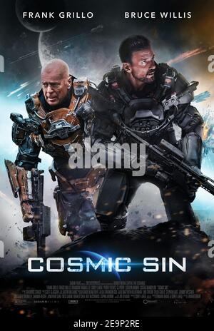 Cosmic Sin (2021) unter der Regie von Edward Drake mit Frank Grillo, Bruce Willis und Brandon Thomas Lee. Sieben Schurken-Soldaten starten einen Präventivschlag gegen eine neu entdeckte außerirdische Zivilisation in der Hoffnung, einen interstellaren Krieg zu beenden, bevor er beginnt. Stockfoto