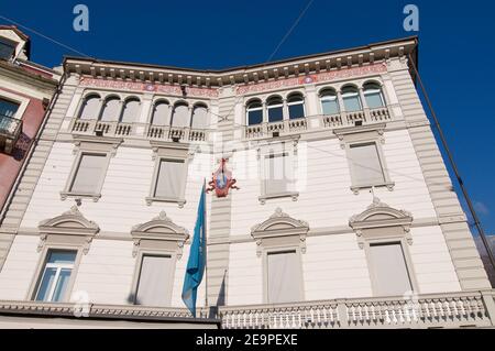 Locarno, Tessin, Schweiz - 16th. Januar 2021 : Gebäude des Municipio di Locarno in Locarno. Das Gebäude heißt Palazzo Marcacci und ist die Stadt h Stockfoto