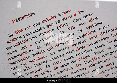 Illustration während der Einweihung eines Denkmals zum Welt-Aids-Tag, im Garten La Villette in Paris, Frankreich, am 1. Dezember 2006. Foto von Bernard Bisson/ABACAPRESS.COM Stockfoto