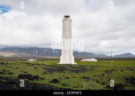 Leuchtturm Malarrif auf der Halbinsel Snaefellsnes im Westen Islands Stockfoto