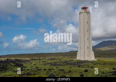 Leuchtturm Malarrif auf der Halbinsel Snaefellsnes im Westen Islands Stockfoto