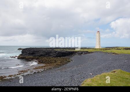 Leuchtturm Malarrif auf der Halbinsel Snaefellsnes im Westen Islands Stockfoto