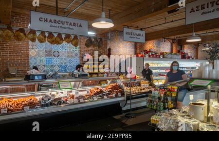 Portugalia Marktplatzgeschäft in Fall River Massachusetts Stockfoto