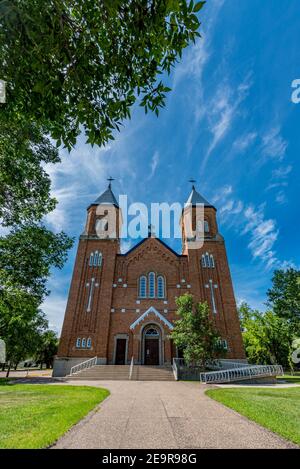 Katholische Kirche Notre Dame Auvergne in Ponteix, Saskatchewan Stockfoto