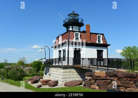 Colchester Reef Light war ein antiker Leuchtturm am Colchester Point in Lake Champlain. Jetzt wurde es nach Shelburne, Vermont VT, USA verlegt. Stockfoto