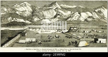 Halbton von Dakka, der Hauptstadt von Bangladesch, wie von General Sam Browne während des Zweiten Anglo-Afghan-Krieges besetzt, Novermber 23, 1878. Stockfoto