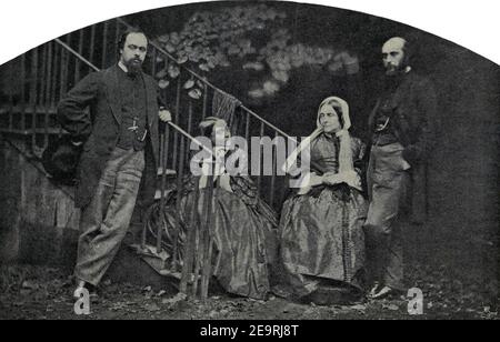 Frau Rossetti und ihre Kinder, Dante Gabriel, Christina und William. Stockfoto