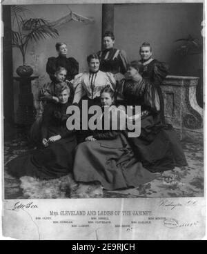 Frau (Grover) Cleveland und Damen des Kabinetts. Frau Richard Olney, Frau Walter Quinton Gresham, Frau Lamont, Frau Wm. Bissell, Mrs. Cleveland, Mrs. Hoke Smith, Mrs. John Griffin Stockfoto