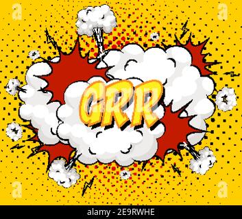 GRR Text auf Comic Cloud Explosion auf gelbem Hintergrund Illustration Stock Vektor